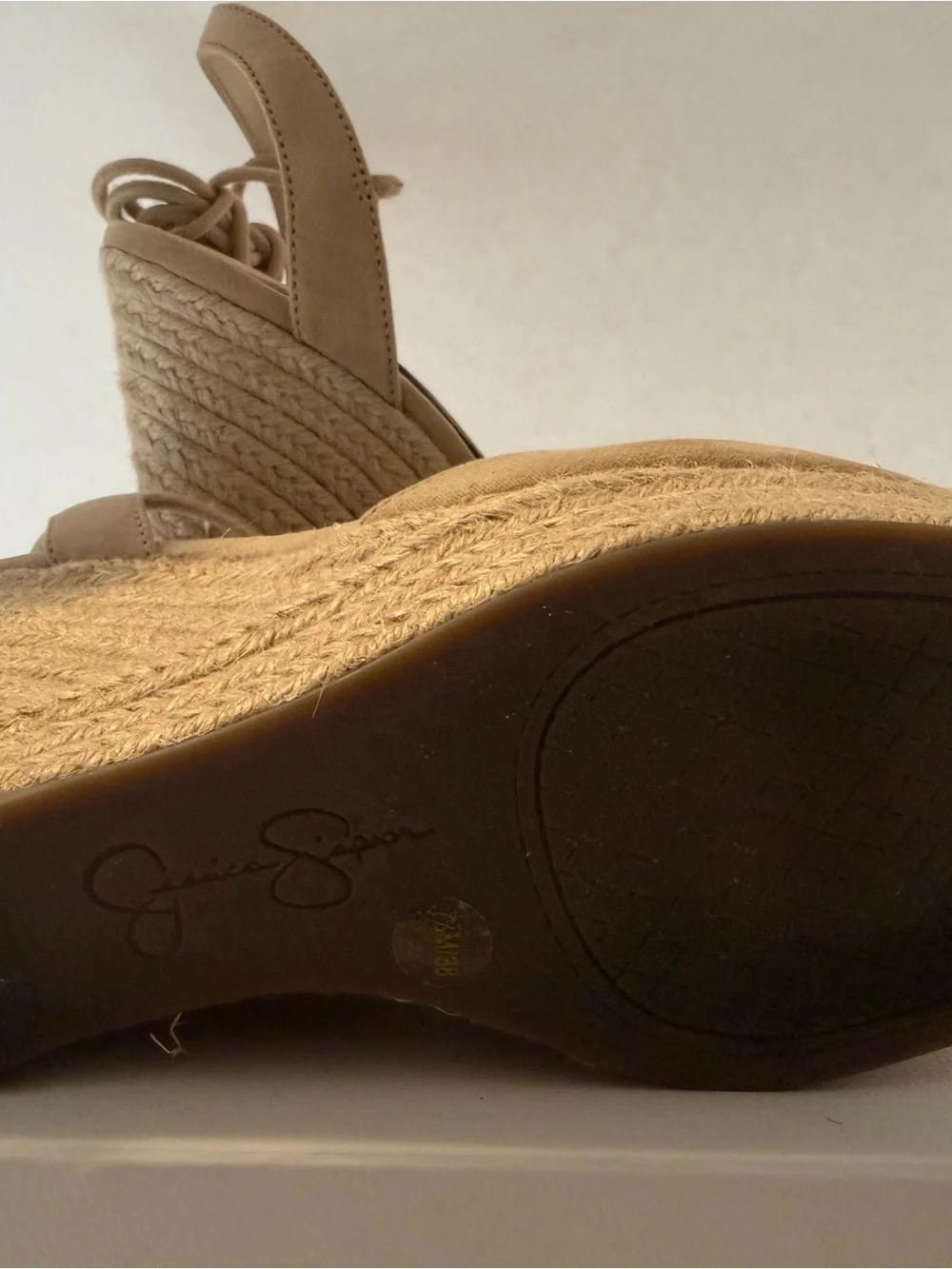 Jessica Simpson Beige Suede Espadrille Slingback Wedges